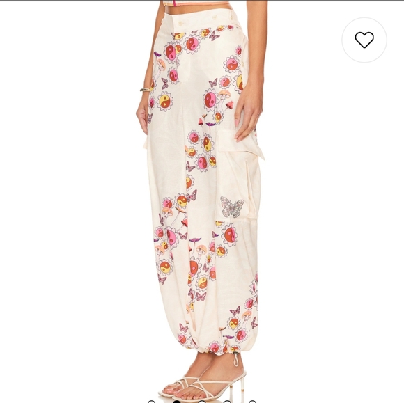 AGUA BENDITA X REVOLVE MAICY CARGO POCKET PANT BUTTERFLY MUSHROOM PEACE - Picture 1 of 15